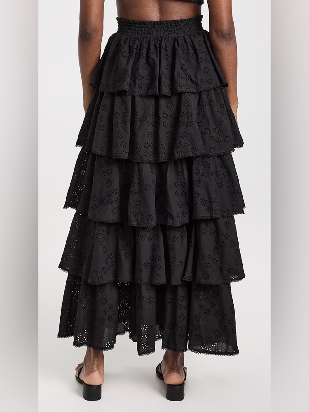 Hill House The Eyelet Noemi Skirt - Long Black Ruffle Skirt - Size XXL- Cotton - Picture 2 of 10
